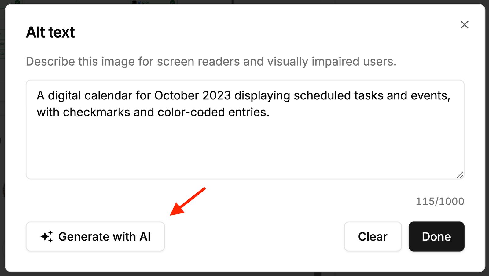 Generate alt text with AI