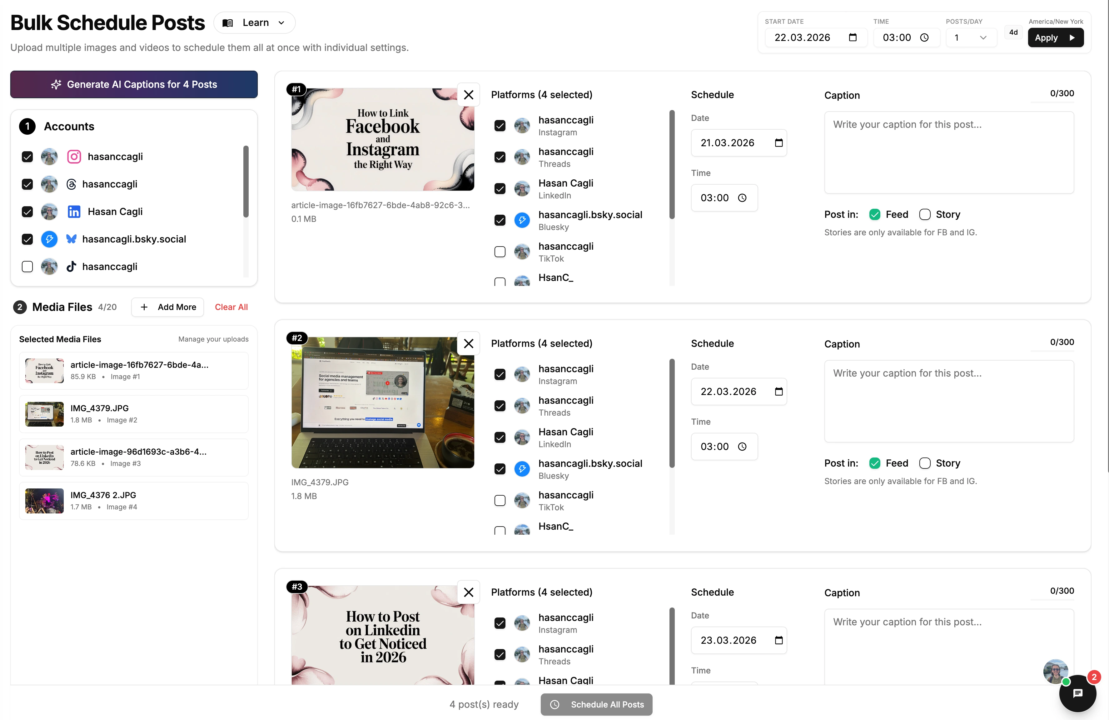 Bulk Scheduling