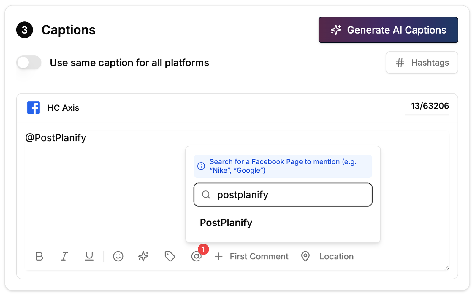 Facebook Page Mentions