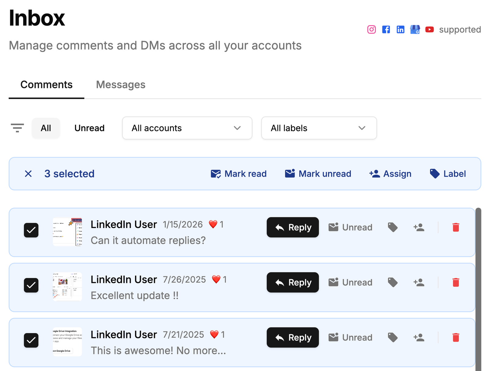 Bulk Actions for Inbox