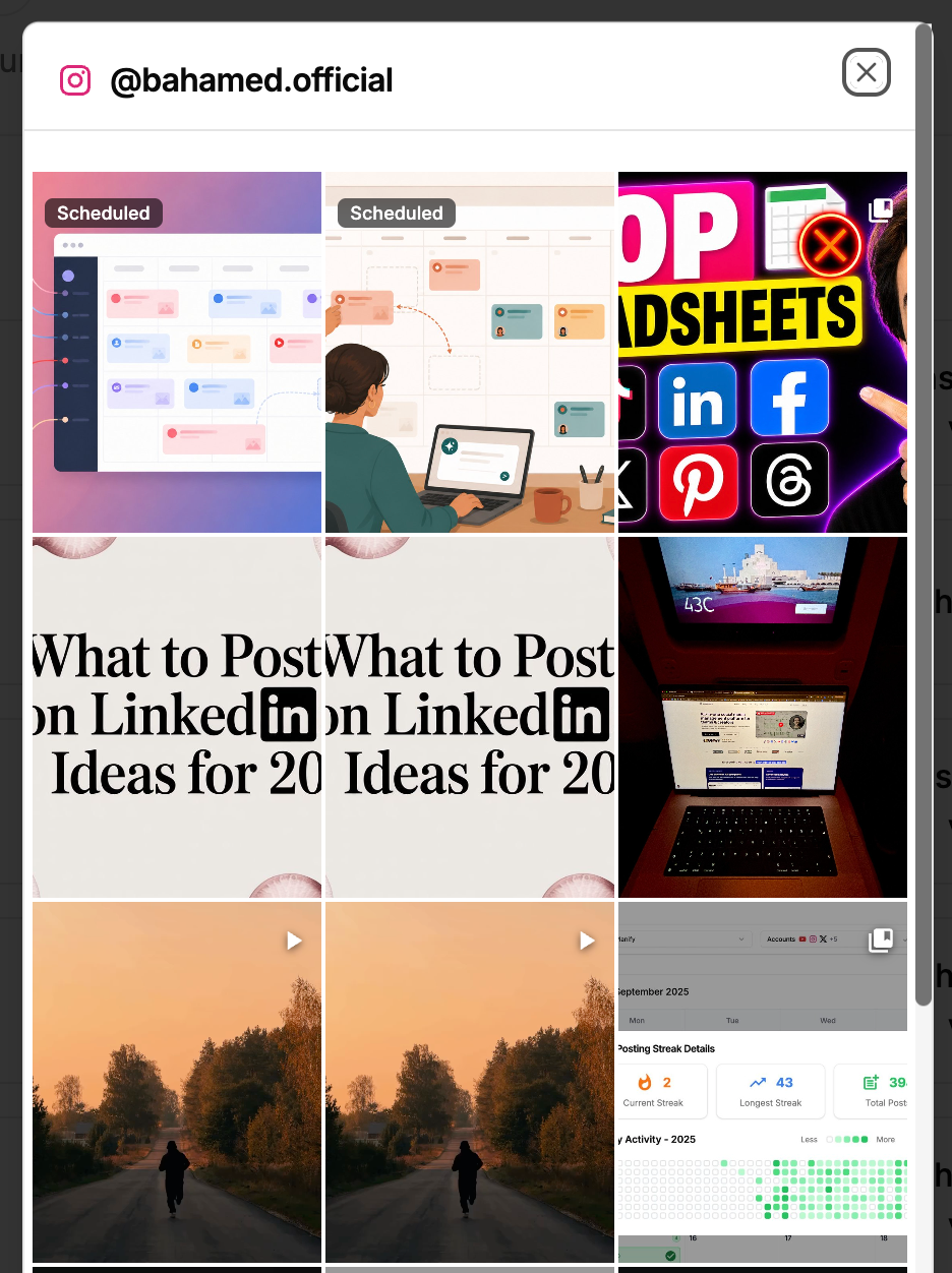 Instagram feed grid preview
