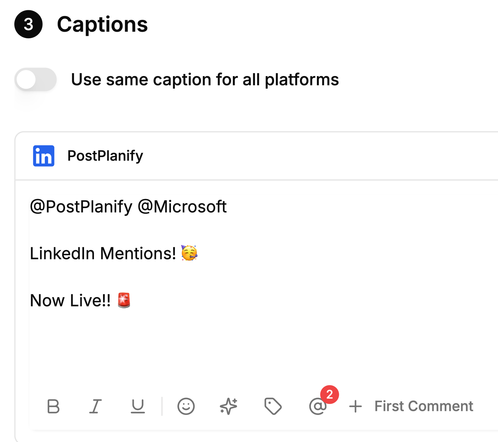 LinkedIn Company Page Mentions